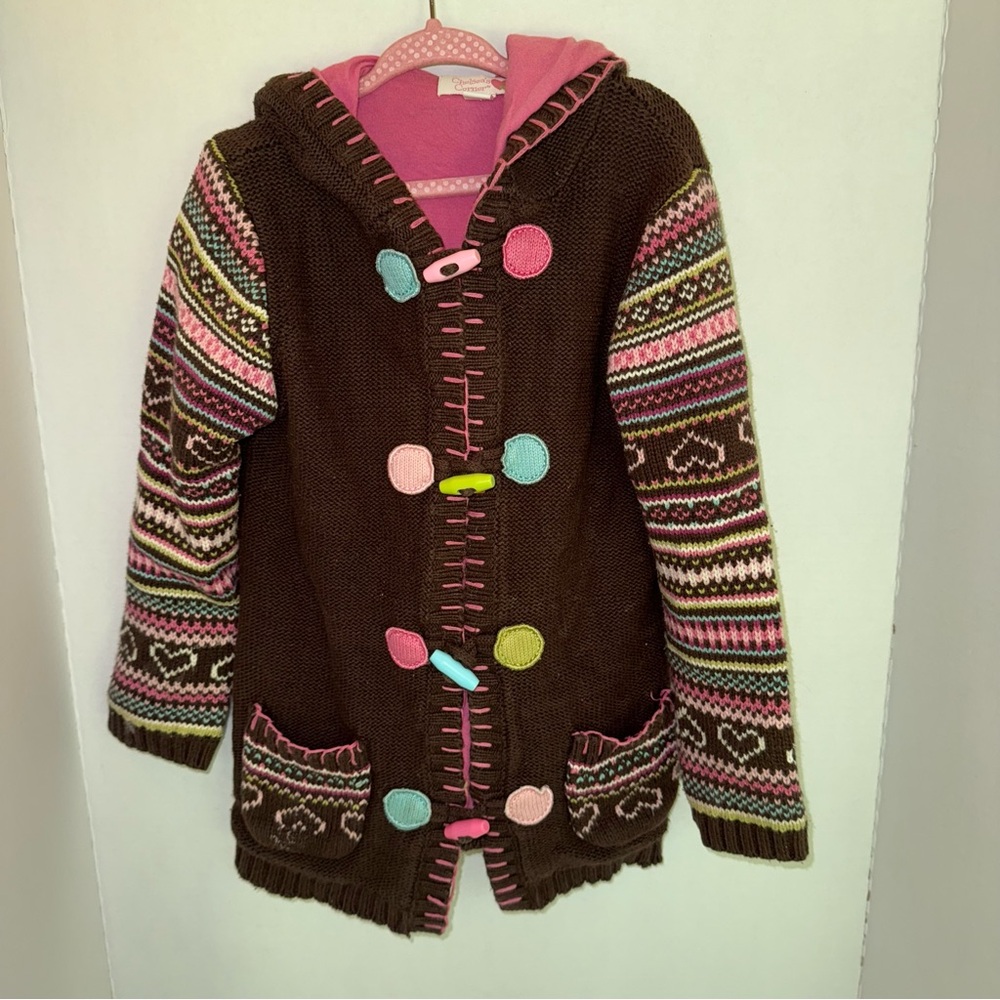 Kids Multicolor Hooded Knit Jacket